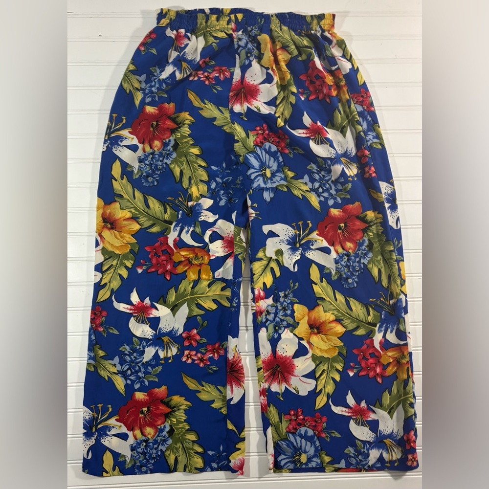 Marisa Christina Silk Wide Leg Pants Floral Flowers Size Medium Tropical Boho